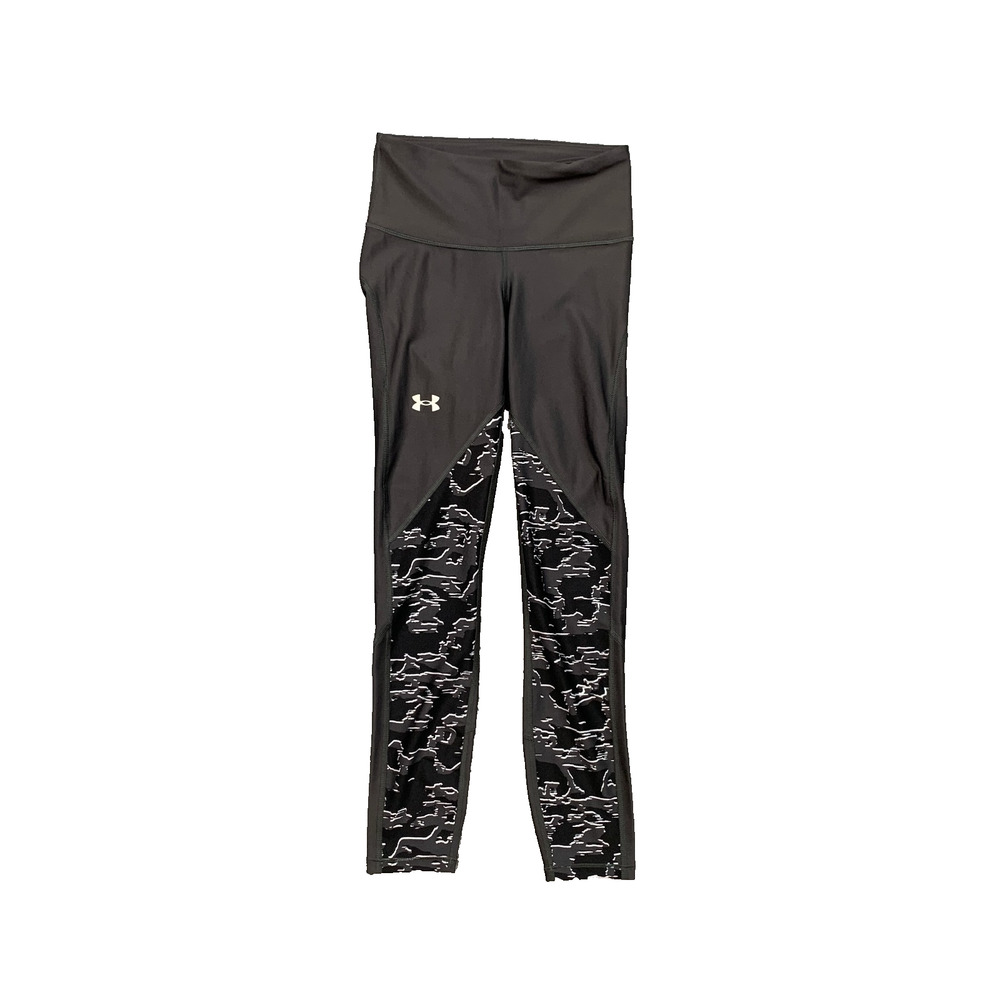 Under Armour Leggings Women XS Gotham Gray Tech Print Panel Heatgear Compression